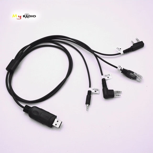 Adattatore cavo di programmazione USB 4 in 1 e CD per radio Kenwood Motorola Baofeng HYT