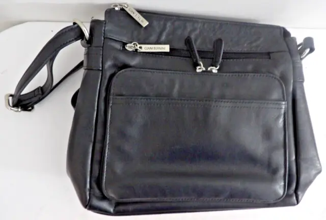Giani Bernini Black Leather Handbag Purse Shoulder Crossbody Bag Satchel