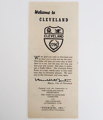 Vintage 1930's Cleveland OH  Welcome to Cleveland  Tourism Map