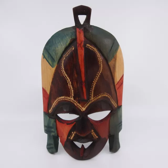 Tribal Mask Hand Carved Painted Wooden Wood African Made in Kenya 7.5" Tall