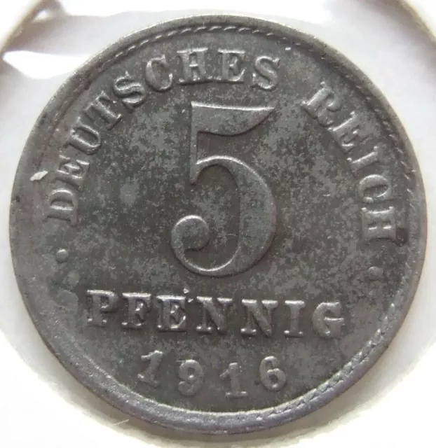 Ersatzmünze Deutsches Reich 5 Pfennig 1916 G in fast Vorzüglich