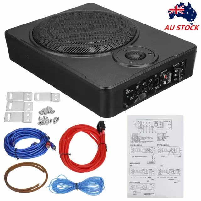 800W 10'' Car Subwoofer Under-Seat Amplifier Speakers Audio Sub Woofer Slim AU