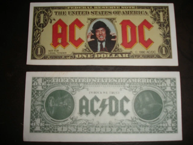 AC/DC 1990 MONEY Talks Dollar bill.- Angus Young MULTI BUYS! £3.75 ...