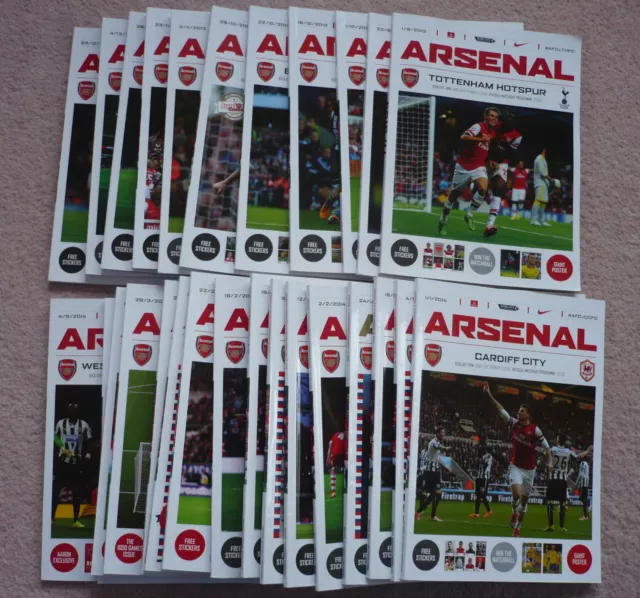 Arsenal Home Programmes 2013/14 - Select from the drop down menu