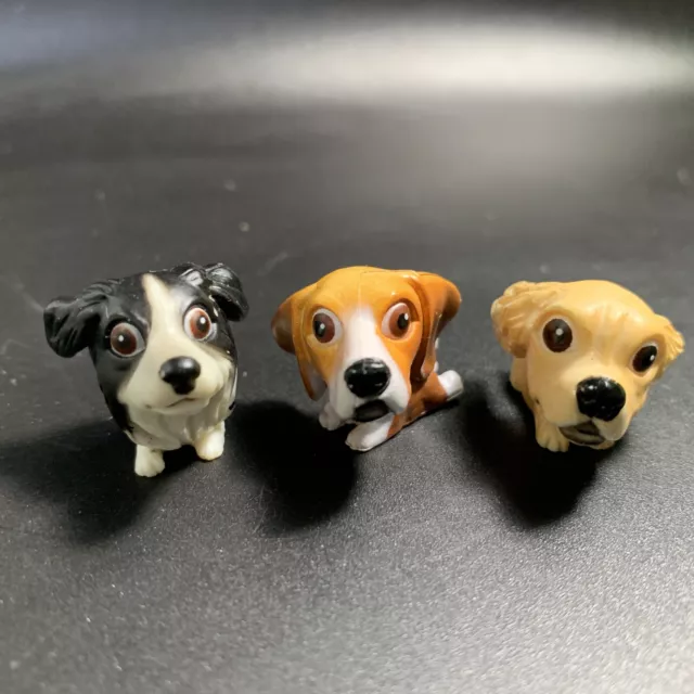 Miniature 1" SNUBBIES Snubby BIG HEAD DOG lot 3 beagle border collie retriever