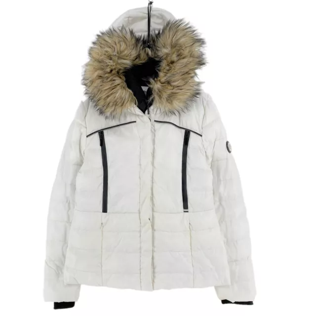 Superdry Alpinisme Fournitures Blanc à Capuche Doudoune VESTE MANTEAU TAILLE S