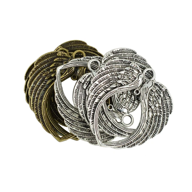 6 Stück Antik Metall Große Engelsflügel   Charms Anhänger DIY