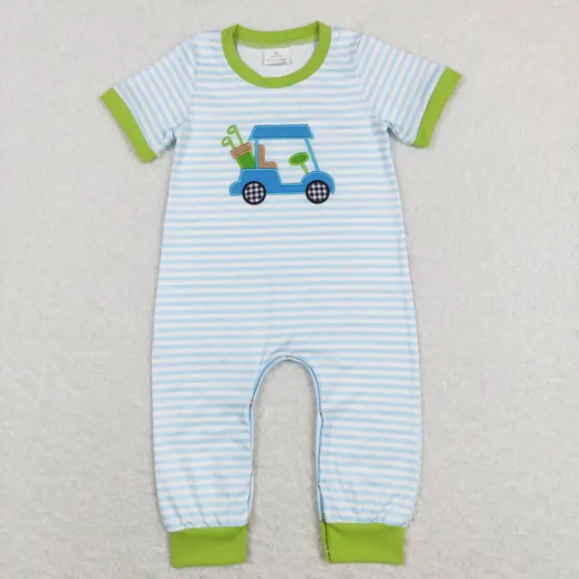 Newborn Baby Boys Embroidery Golf Romper Game Day Sports Sibling Romper