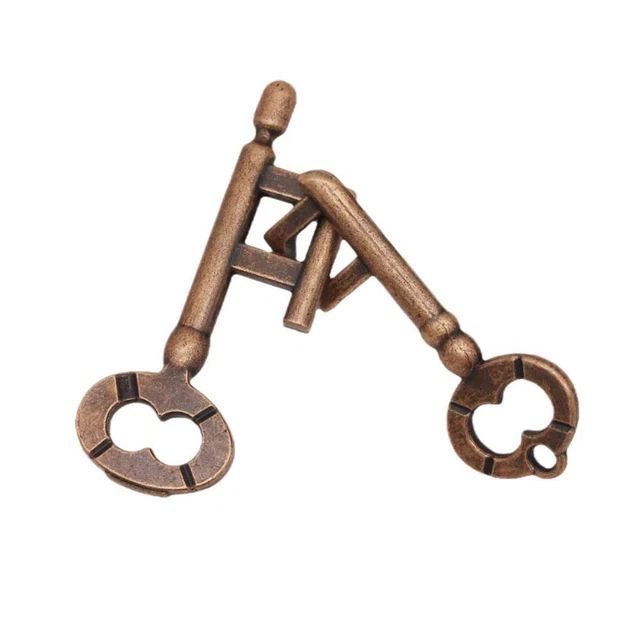 Vintage Classic Key Lock Puzzle Metal Brain Teaser IQ Test Toys for Adults  Kids