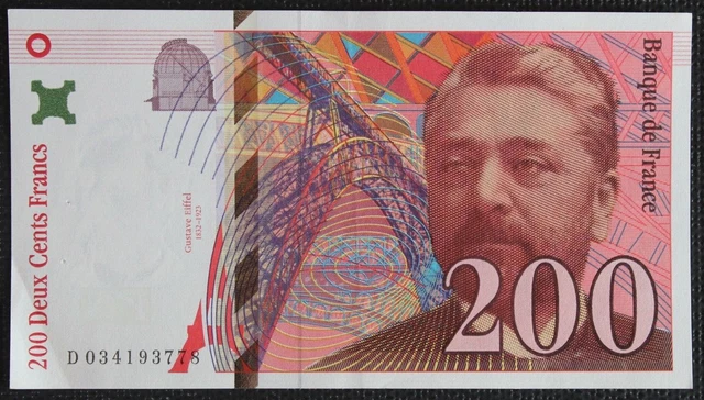 FRANCE - FRANCIA - French note - Billet de 200 Francs Eiffel de 1996 ...