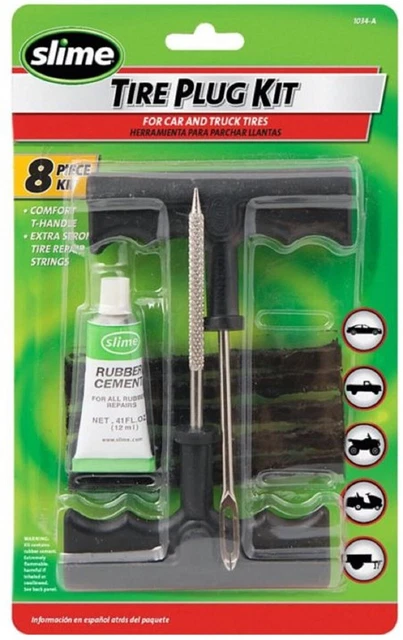 Slime 1034-A Tire Plug Kit with T-Handle Plugger/Reamer Rubber