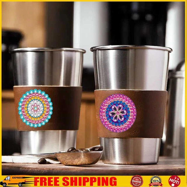 Hágalo usted mismo Manga de vaso de estrás con mandala 6 piezas Kits de pintura de diamantes Decoración del hogar