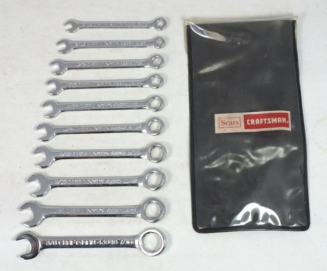 Juego de 10 llaves de encendido combinadas vintage Craftsman EE. UU. 43441