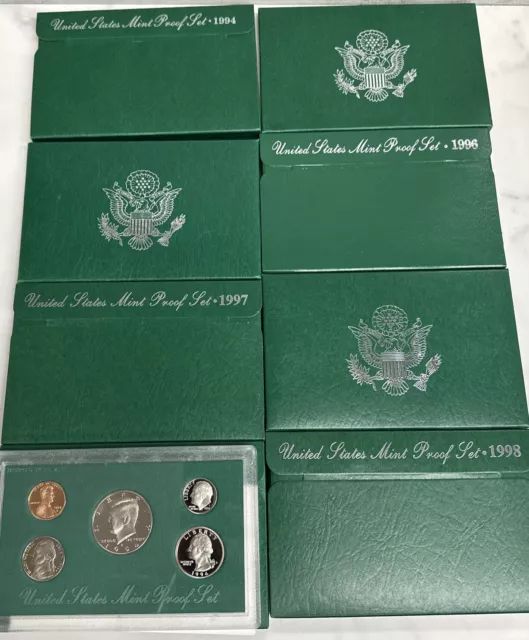 Lot of (8) 1994-1998 US Mint Proof Sets (SG684)