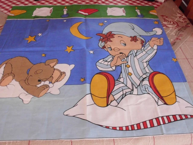 Lot De 2 Coupons De Tissu Vintage 'Bonne Nuit Les Petits' (Nicolas Et Pimprenelle) - Coton - Parfait État