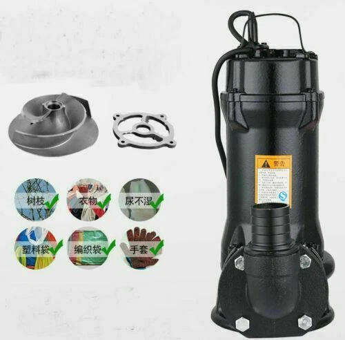 1HP 750W Industrial Sewage Cutter Grinder Cast iron Submersible Sump Pump 220V