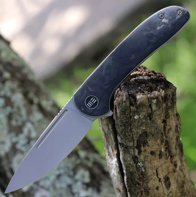 We Knife 20020C-1 Saakshi Flipper Knife 3.3" Cpm-20Cv Blade Marbled Carbon Fiber