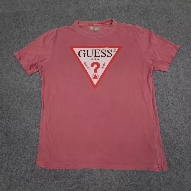 vintage Guess Shirt Mens MEDIUM red short sleeve logo Casual T Shirt Size M