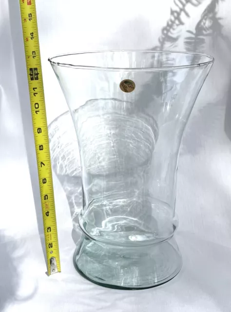 NEW 13” Tall x 9” Wide 100% Recycled Hand-Blown Glass Vase Large Centerpiece