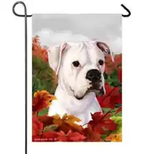 Fall Garden Flag (TB) - Uncropped White Boxer 139021