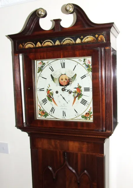 Antique Mahogany Halifax Moon Longcase Grandfather Clock by Butler BOLTON 3