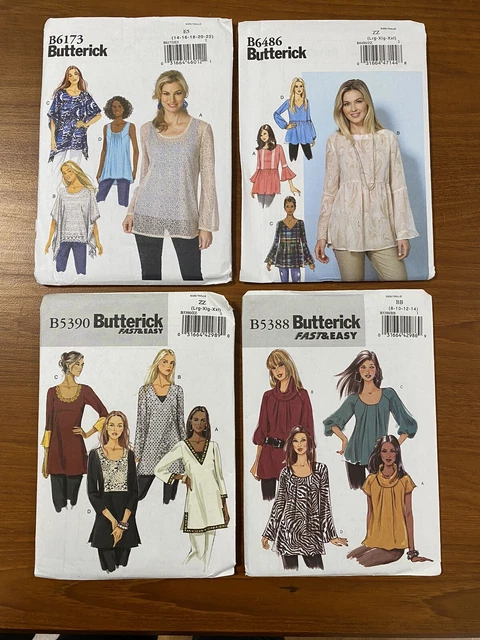 Butterick Sewing Pattern Lot Of 4- Women’s Tunic Tops Uncut