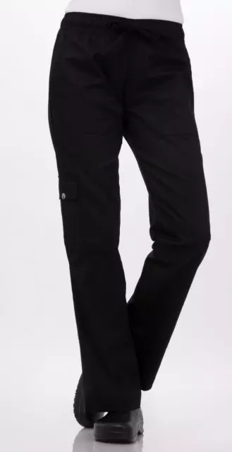 NEW Chef Works CPWO-BLKXL WOMEN'S Cargo Chef Pants, Black (XL) # 9614