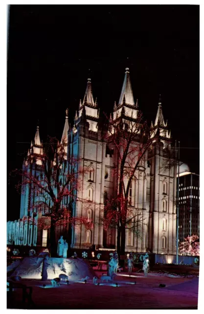 Postcard Christmas Time on Temple Square Salt Lake City Utah Mormon temple