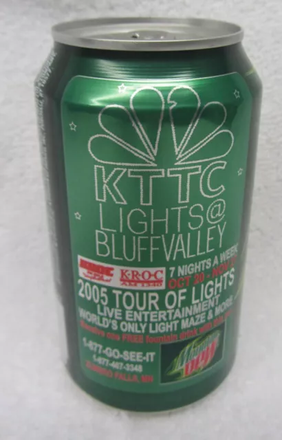 Vtg Mountain Dew KTTC LIGHTS @ Bluff Valley Promotional 12 oz EMPTY Mt CAN 2005