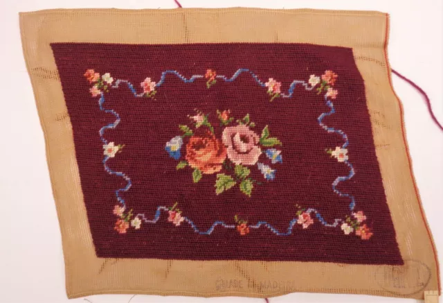 De Colección Lona con Aguja Completado Púrpura Ciruela Floral Diseño Madrid