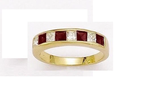 Bague Alliance Dolly-Bijoux T56 Entrelacée Rubis Et Diamants Cz - Plaqué Or 18K 5 Microns, NEUVE