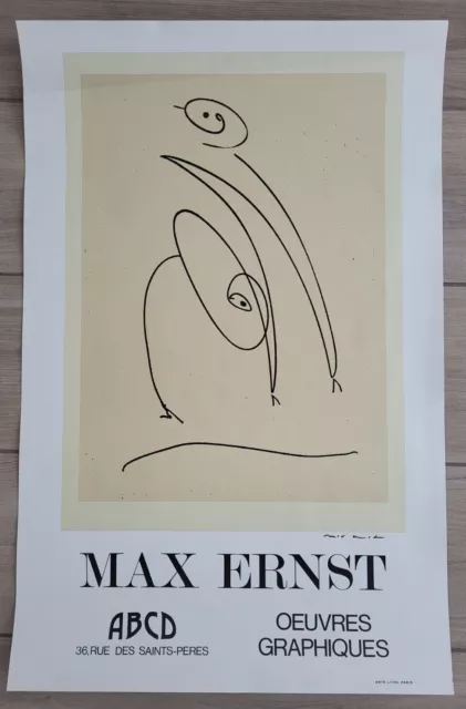 Authentique Ancienne Affiche D'art old Poster Max ERNST Galerie ABCD Paris