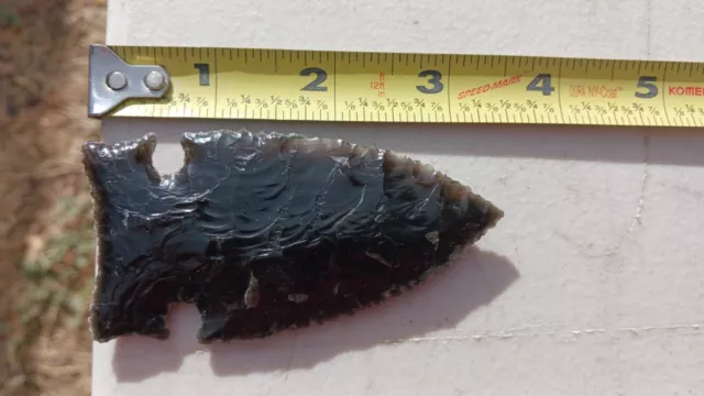 Lace Obsidian. Flint Knapped Point, Side Notched Arrowhead