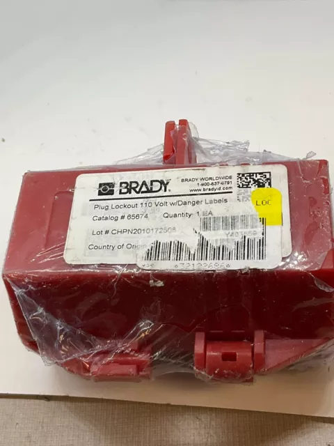 NEW  BRADY  Plug Lockout 110V w/Danger Labels      65674