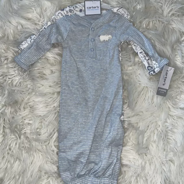 Carter’s Baby Boy Preemie Gown Blue Outfit Set