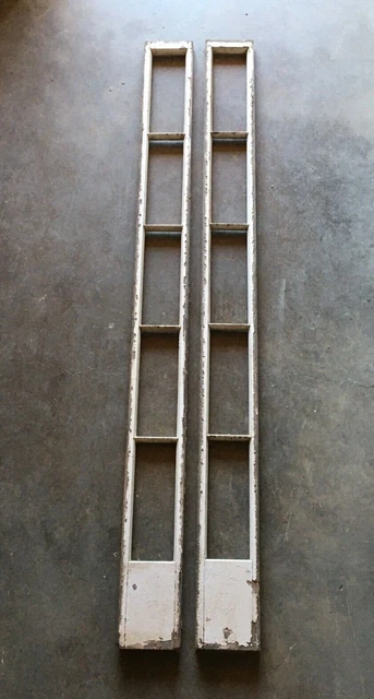 Pair Antique Narrow 5 Lite 8' Foot Entryway VTG Sidelights Shabby White 683-22B