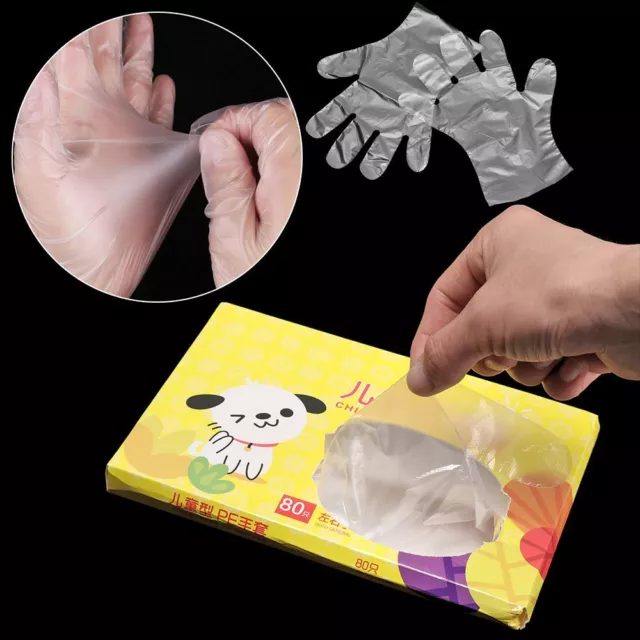 Safety Kids Children Disposable Gloves Avoid Direct Touch Food Plastic Clear