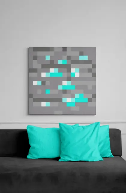 Minecraft Diamond Ore Canvas Print - Large Minecraft Artwork Wall Art for Kids 2
