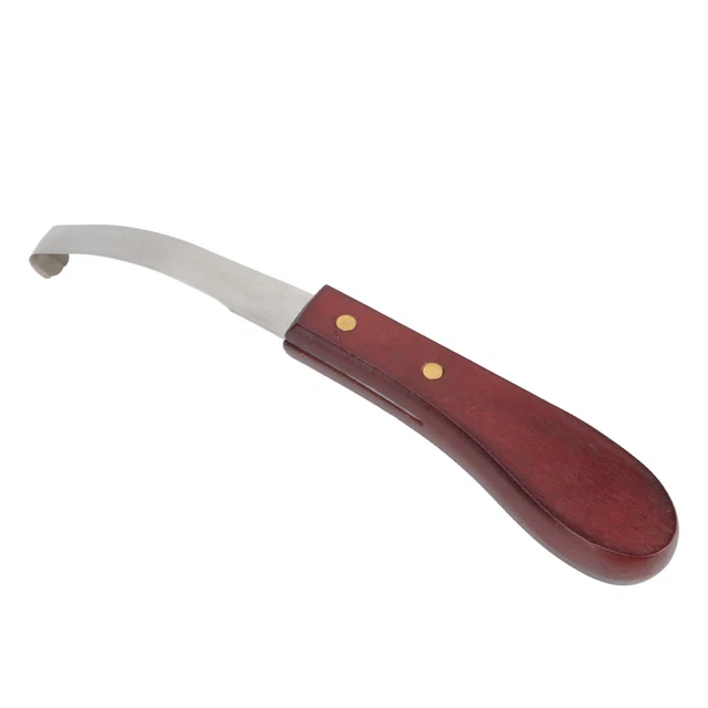 ✪Hoof Knife Stainless Steel Double Sided Blade Ergonomic Wooden Handle LT