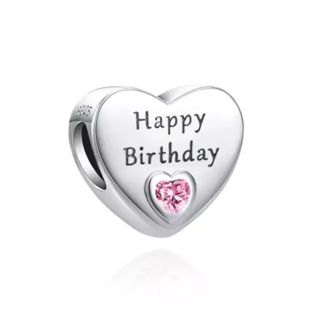 S925 Sterling Silver Charm Happy Birthday Heart 💫