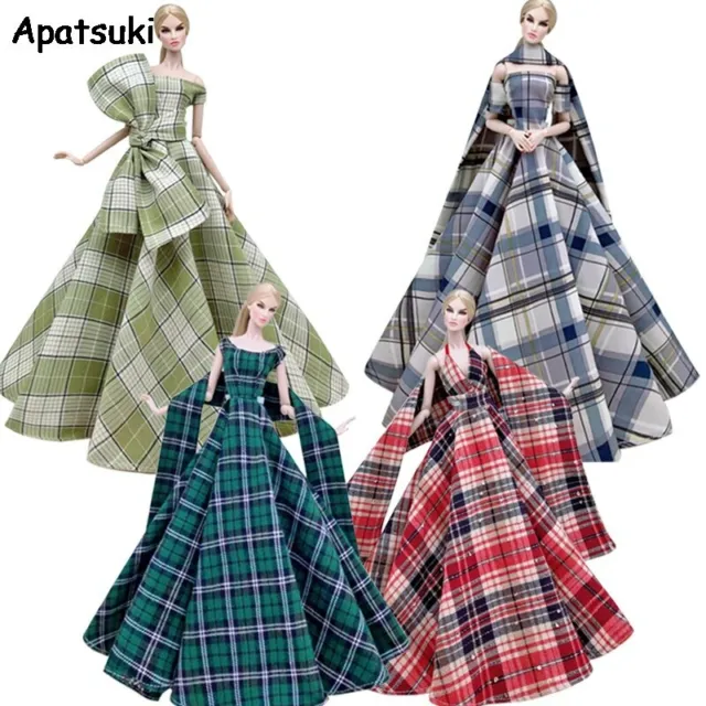 Plaid Fashion Wedding Dress for 11.5" Doll Outfits 1/6 Accessories Clothes Gown