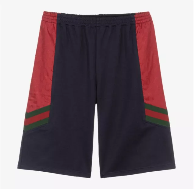 Gucci Teen Boys Navy Blue & Red Logo Shorts age 10 yrs BNWT RRP £226
