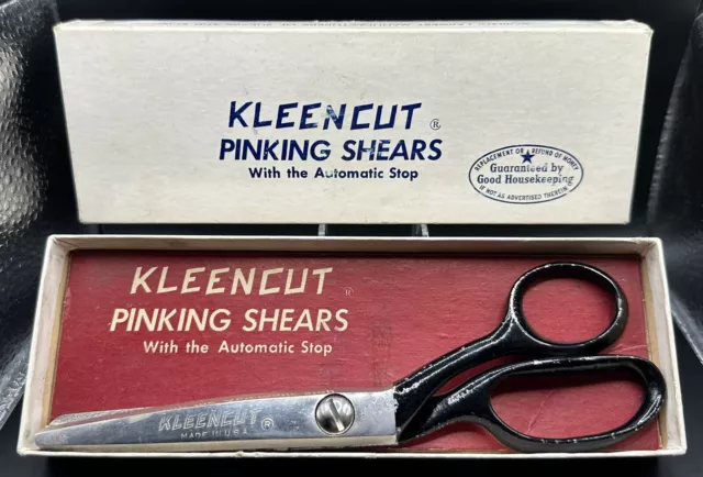 VTG Kleencut Pinking Shears W/ Stop & Box Sewing Scissors 🇺🇸 Good Housekeeping
