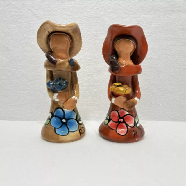 Dominican Republic Munecas Faceless Doll Figurine Floral Woman Clay Ceramic