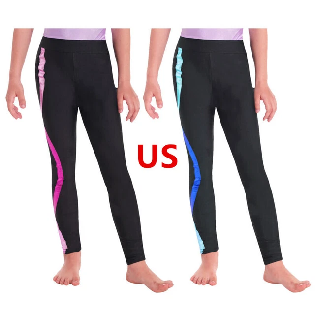US Girl's Figure Skating Training Pants Gymnastic Trousers Sports Jogger Tights