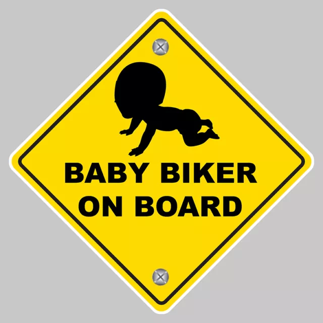 BABY BIKER ON BOARD SAFETY SIGN 12cm AUTOCOLLANT STICKER AUTO(BA173)