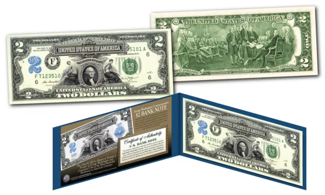 1899 George Washington Two-Dollar Silver Certificate designed on modern $2 bill 2