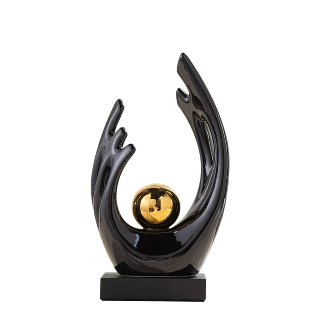 Decor Ceramic Statue Black Modern Abstract Art Table Decoration D...