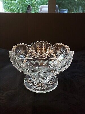 Whipped Cream Bowl Compote American Brilliant Period Cut glass Paperweight Base