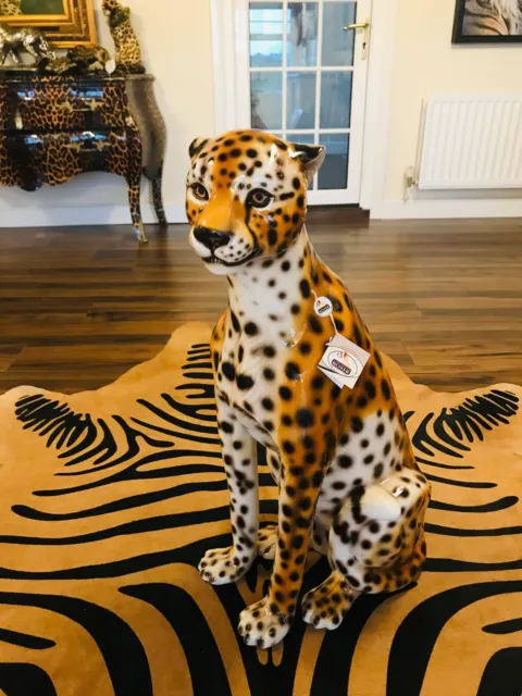 NEW CERAMICHE BOXER Italian Ceramic Leopard Cheetah Statue Ornament £365.00  - PicClick UK